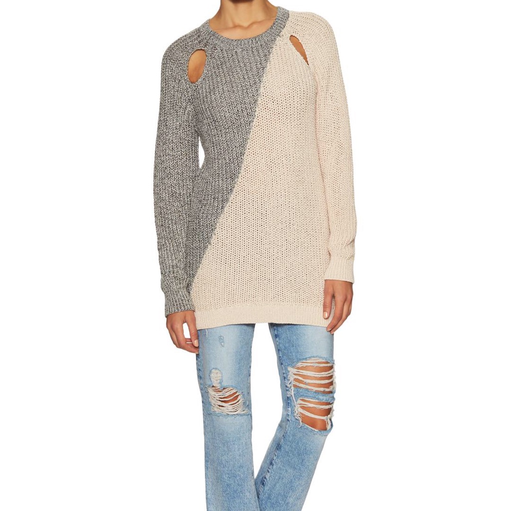 Bcbg Elvina Colorblock Cut Out Sweater